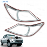 ครอบไฟหน้า ชุปโครเมี่ยม โลโก้ vigo red ใส่โตโยต้า ไฮลัค วีโก้ Toyota Hilux vigo   ส่งฟรี ems